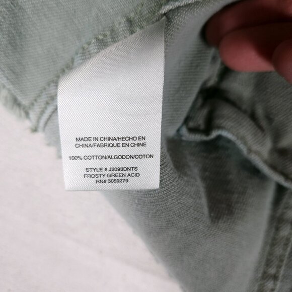 Thread & Supply Frayed Denim Jacket Womens Large Light Green Raw Hems FLAW - Picture 10 of 12